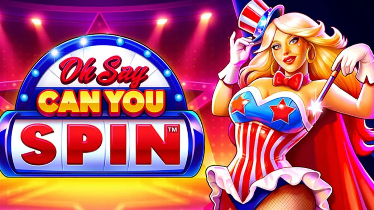 Tampilan visual slot Oh Say Can You Spin dengan tema patriotik dan roda bonus.